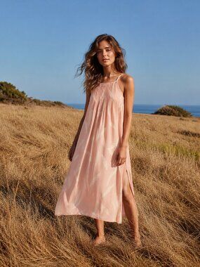 Christy Dawn The Lily Dress in Nude Floral Size Small Peach Pink Silk Midi Dress